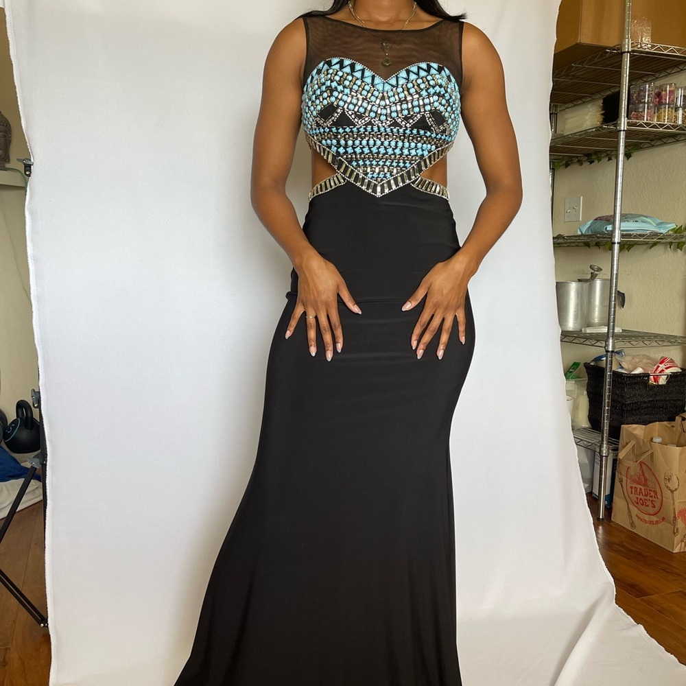 Elegant Black and Blue Women's Dress (Local DTLA Designer)